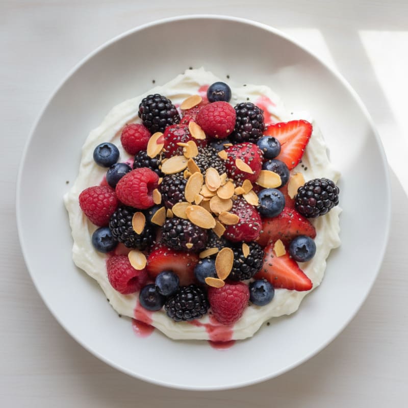 Creamy Greek Yogurt Protein Pudding with Mixed Berries