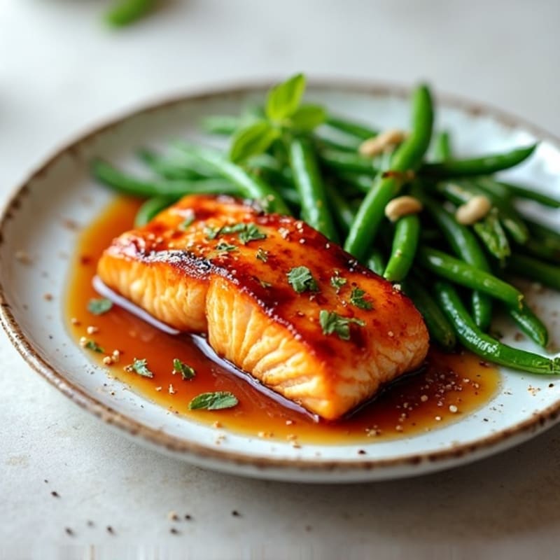 Pan-Seared Teriyaki Salmon with Roasted Green Beans