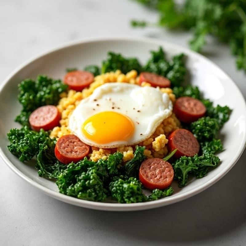 Savory Turkey Sausage and Egg Scramble with Sautéed Greens