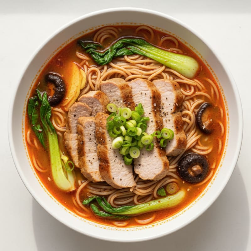 Spicy Sriracha Ramen with Tender Pork