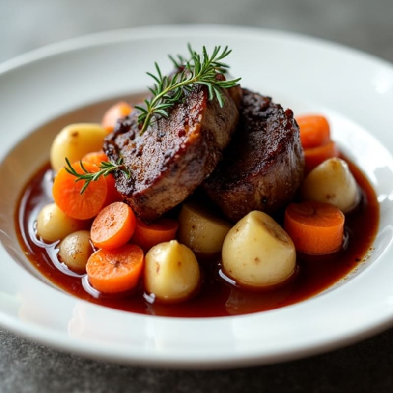 Red Wine Braised Short Ribs with Root Vegetables