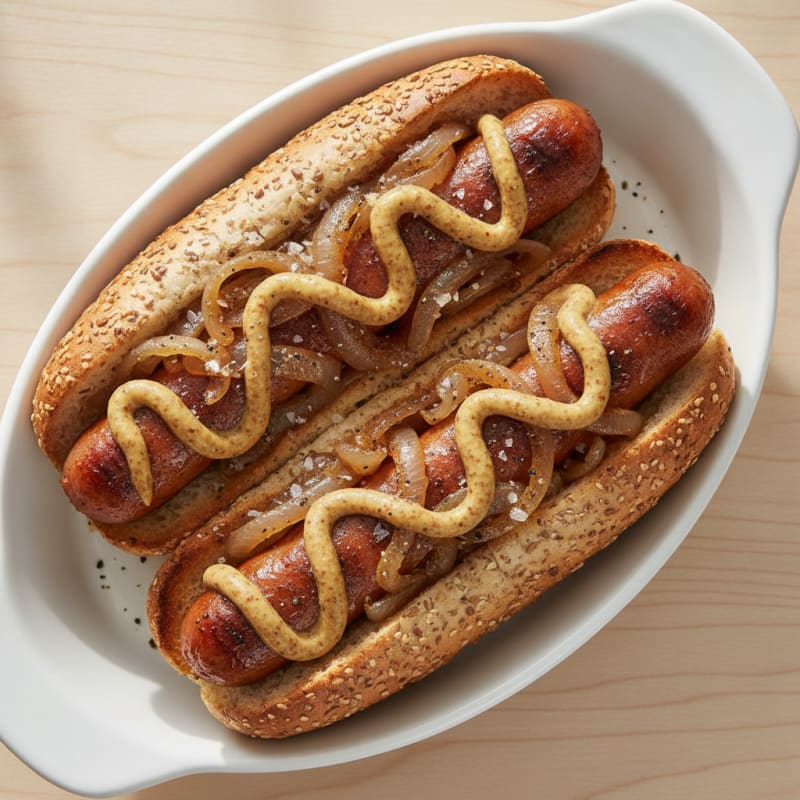 Grilled Hot Dogs with Caramelized Onions
