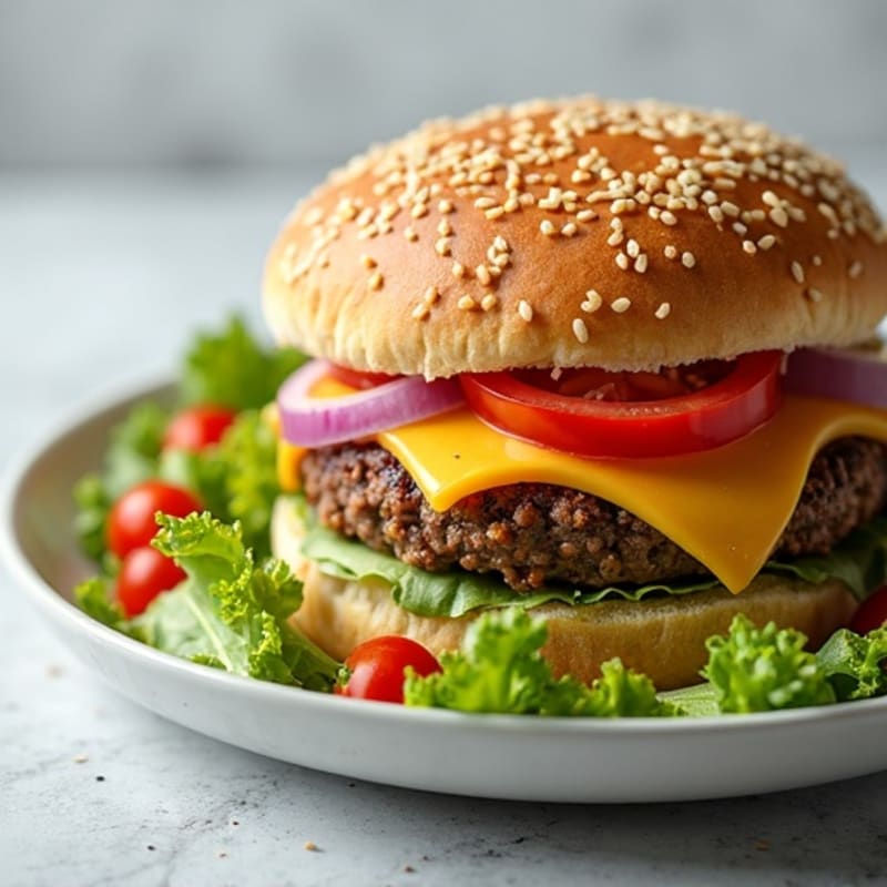 Lean Ground Beef Cheeseburger Salad with Creamy Dill Pickle Dressing