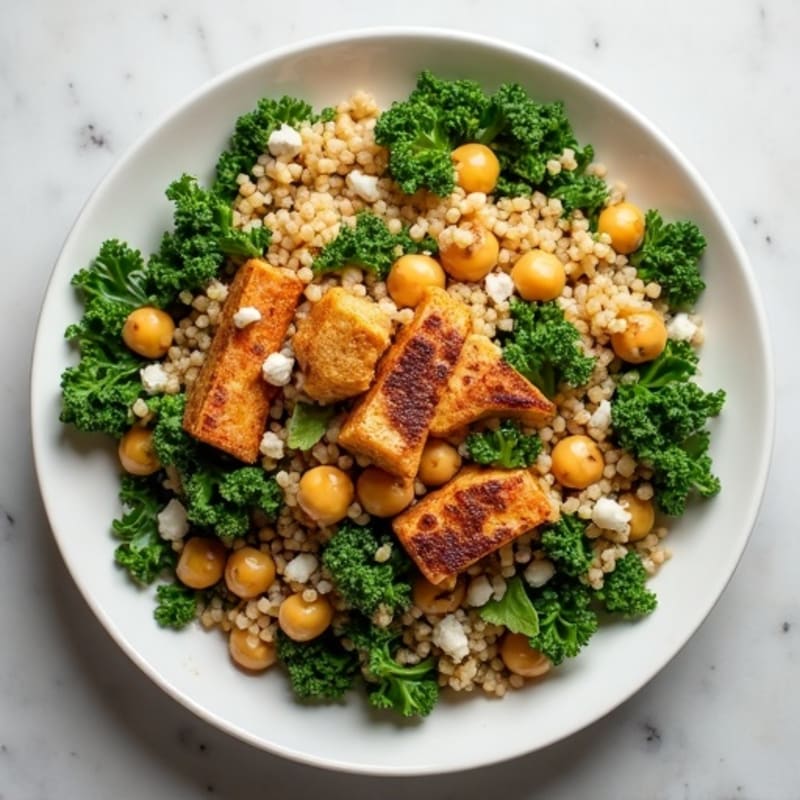 Crispy Kale and Quinoa Salad with Creamy Tahini Dressing