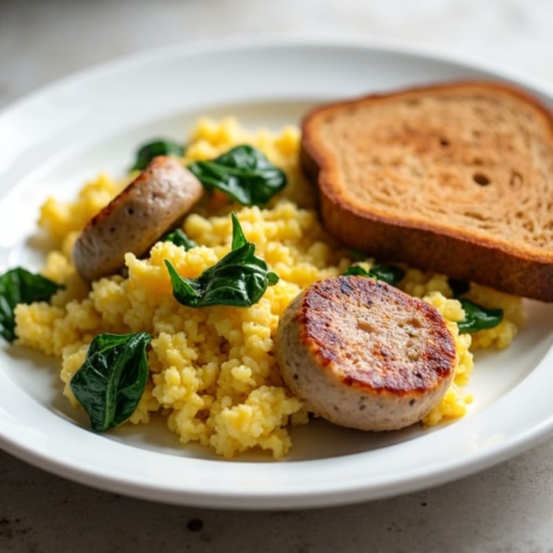 Egg White and Turkey Sausage Scramble with Spinach
