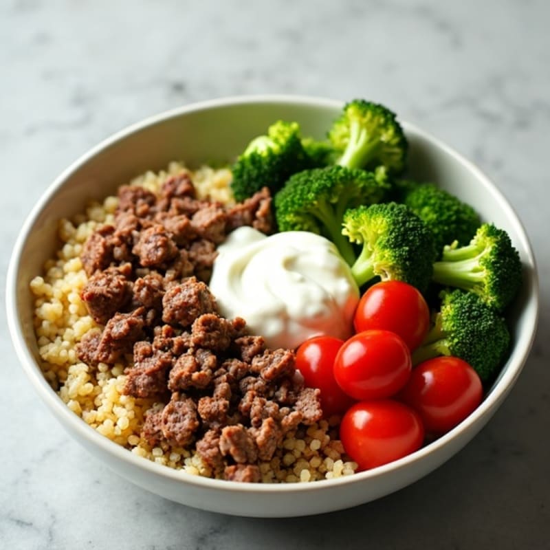 Protein-Packed Lean Ground Beef Bowl with Creamy Tangy Dressing