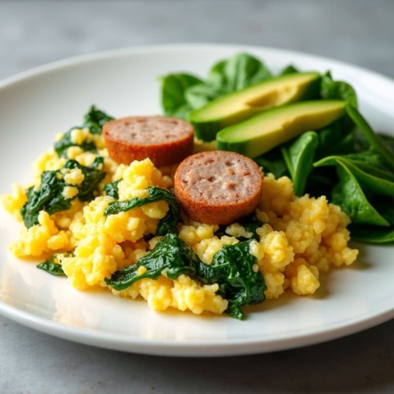 Egg White and Turkey Sausage Scramble with Spinach