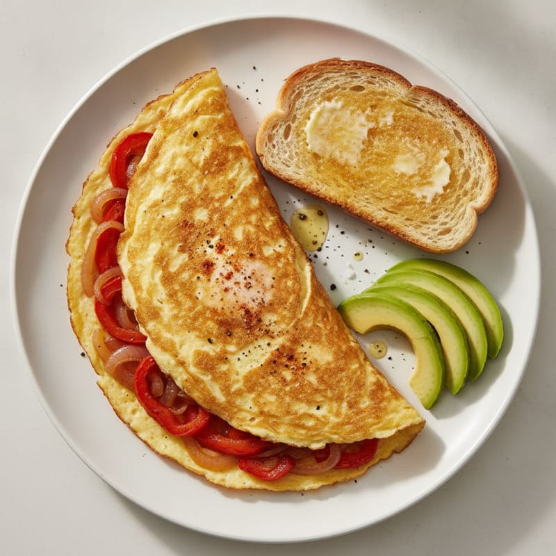 Crispy Egg Omelette with Toasted Bread