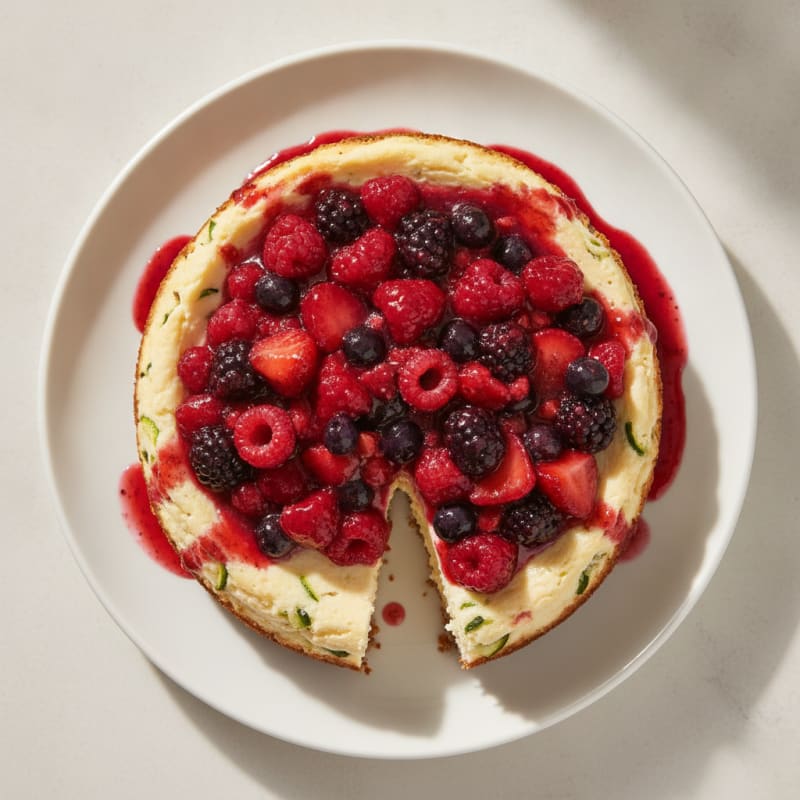Creamy Greek Yogurt Protein Cheesecake with Mixed Berries