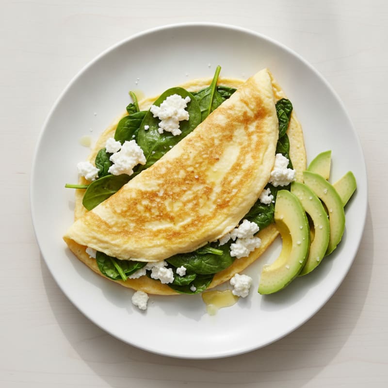 Egg White Spinach Omelette with Cottage Cheese