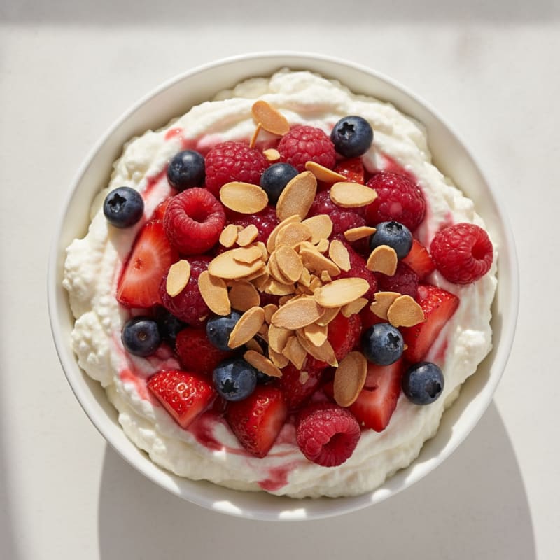 Greek Yogurt Protein Mousse with Mixed Berries