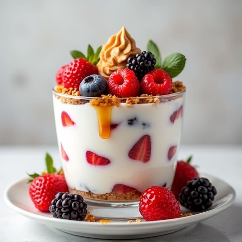 Greek Yogurt Parfait with Mixed Berries and Almond Butter