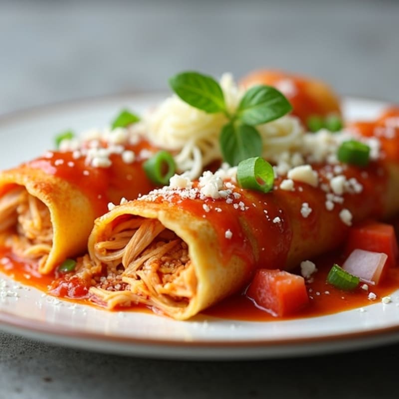 Baked Shredded Chicken Enchiladas with Zesty Red Sauce