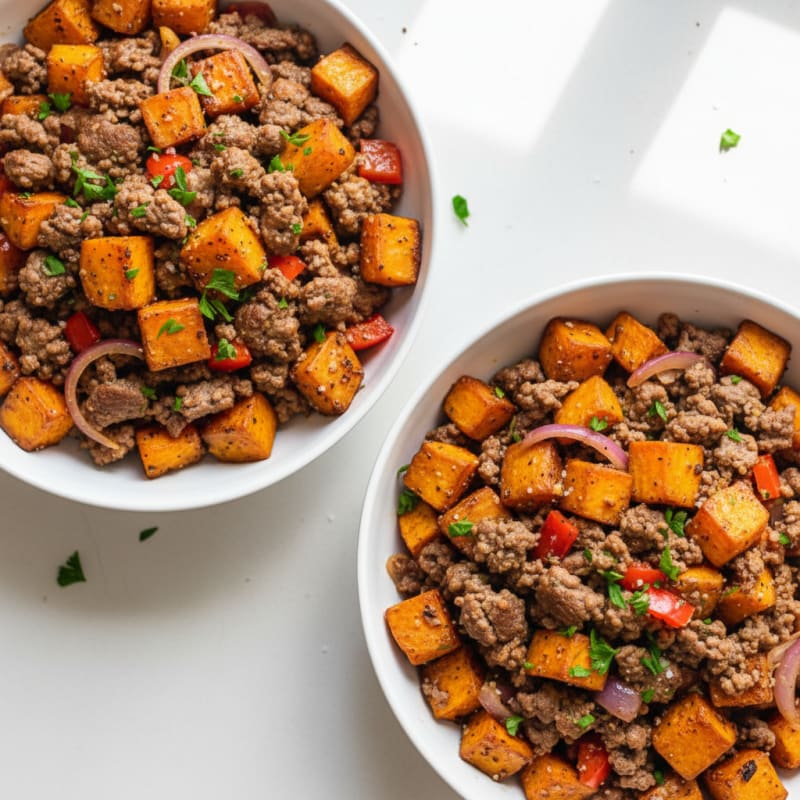 Smoky Ground Beef and Sweet Potato Bowls