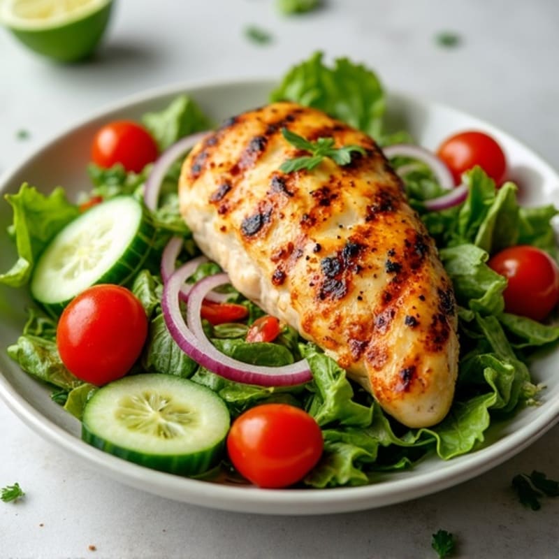 Grilled Chicken Salad with Fresh Greens and Zesty Lemon Herb Dressing