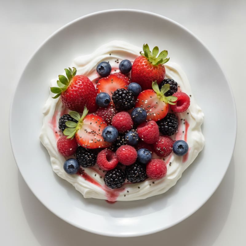 Creamy Greek Yogurt Bowl with Protein Powder and Fresh Berries