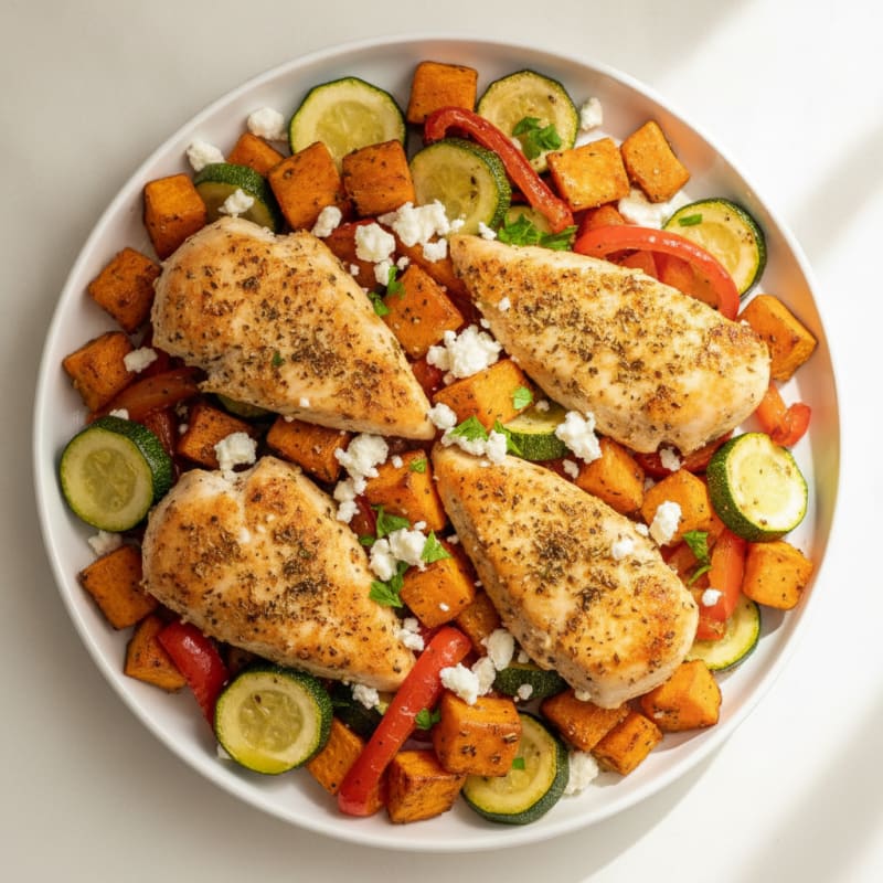 Mediterranean Herb Chicken & Roasted Vegetable Sheet Pan