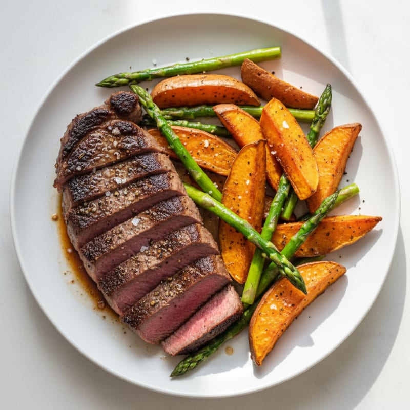 Charred Steak with Roasted Sweet Potatoes