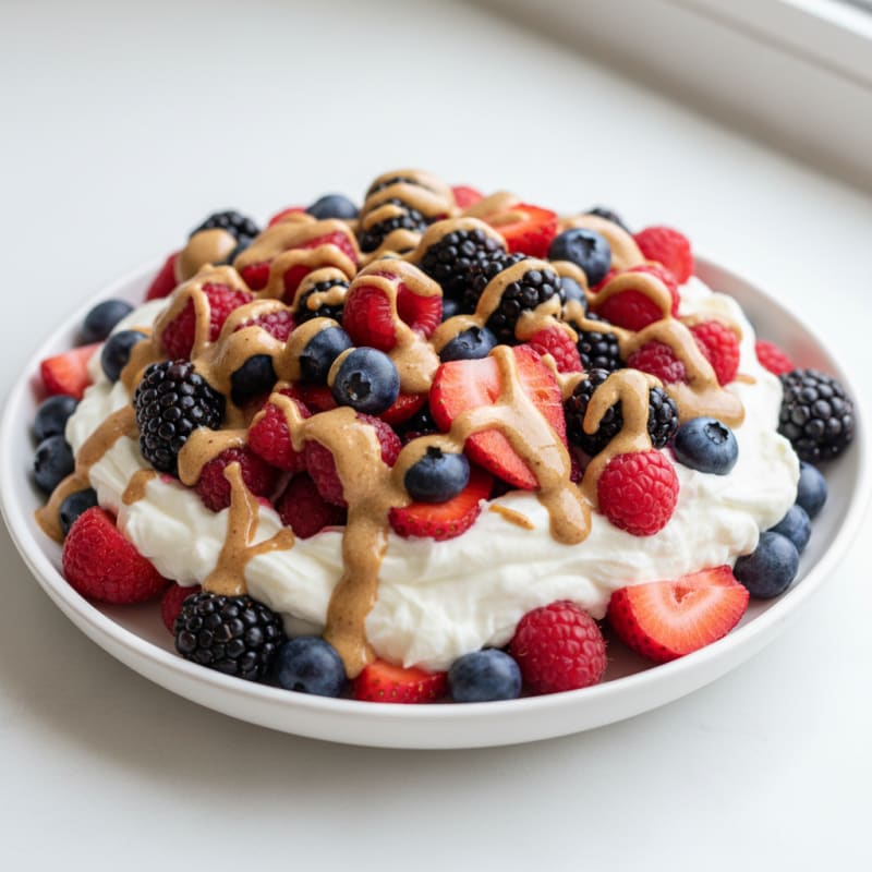 Greek Yogurt Protein Parfait with Mixed Berries and Almond Butter