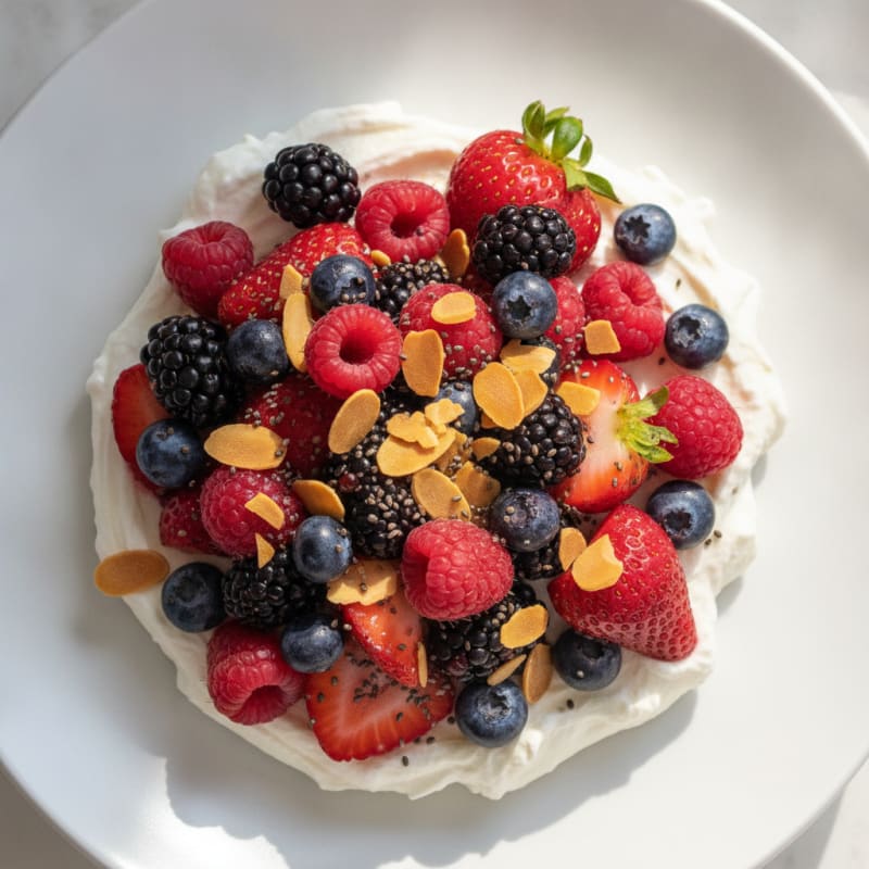 Greek Yogurt Protein Mousse with Mixed Berries