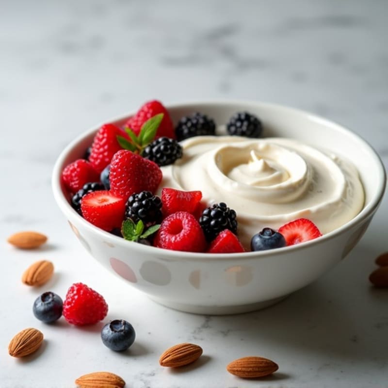 Creamy Greek Yogurt with Fresh Berries and Crunchy Almonds