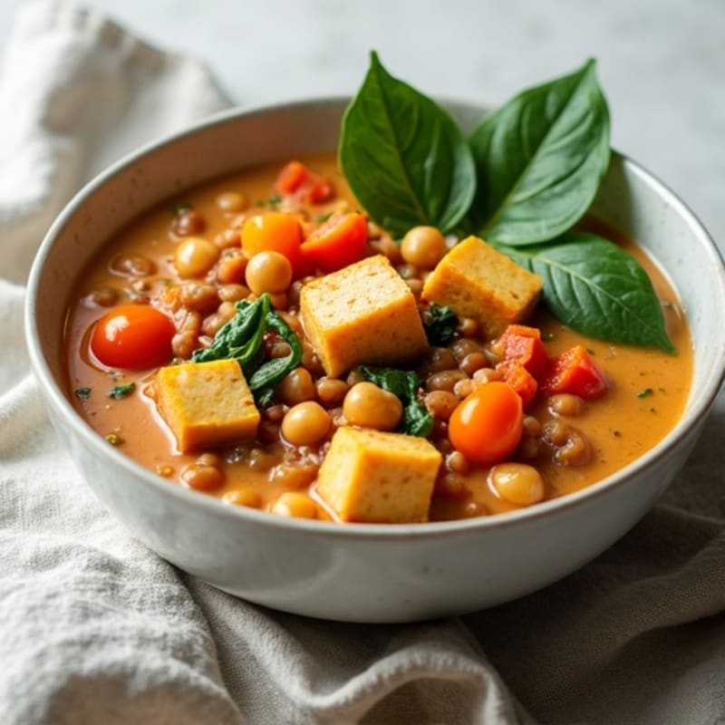 Creamy Lentil and Chickpea Stew with Spinach