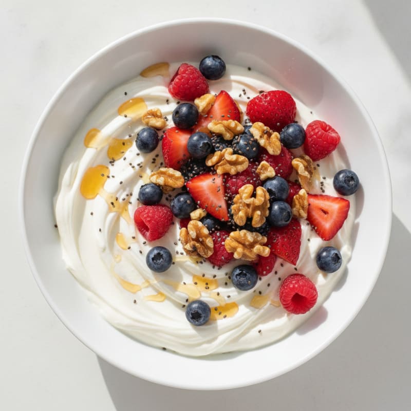 Silky Greek Yogurt Bowl with Mixed Berries and Chia Seeds