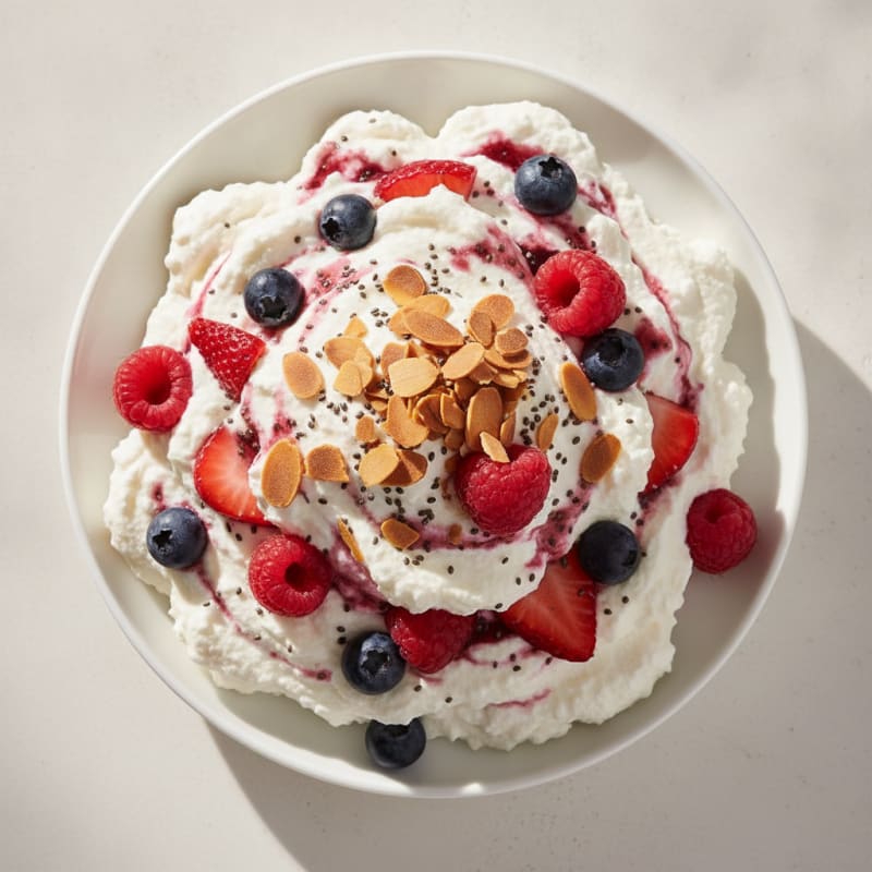Greek Yogurt Protein Mousse with Mixed Berries