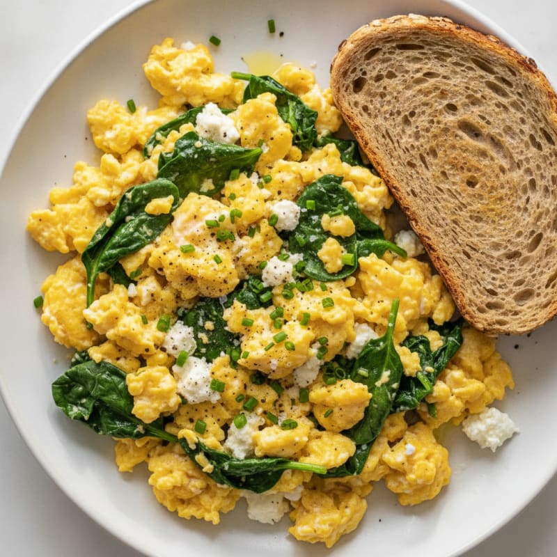 Hearty Scrambled Eggs with Spinach