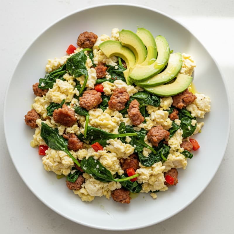 Egg White and Turkey Sausage Scramble with Spinach