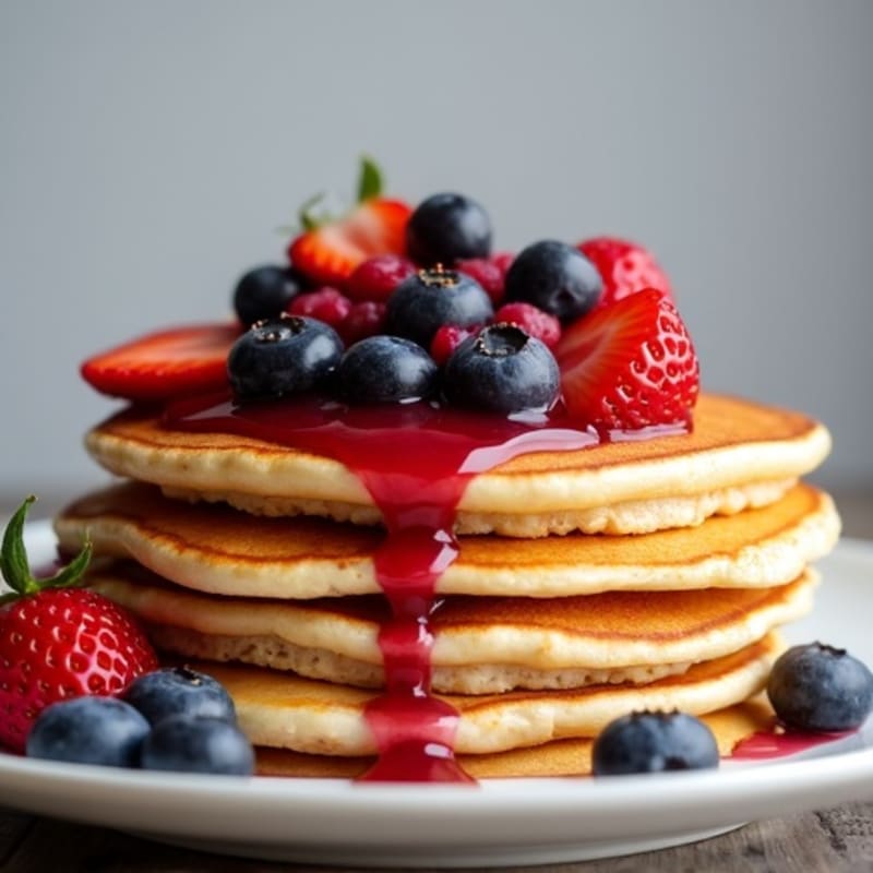 Fluffy Egg White Protein Pancakes with Berry Compote
