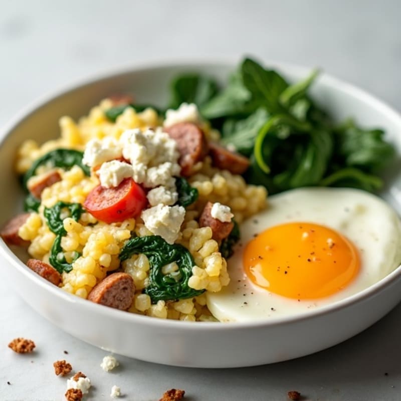 Egg White and Spinach Scramble with Turkey Sausage