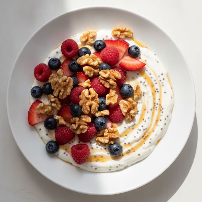 Silky Greek Yogurt Protein Pudding with Mixed Berries