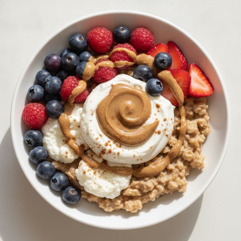 Creamy Greek Yogurt Oatmeal with Egg Whites and Fresh Berries