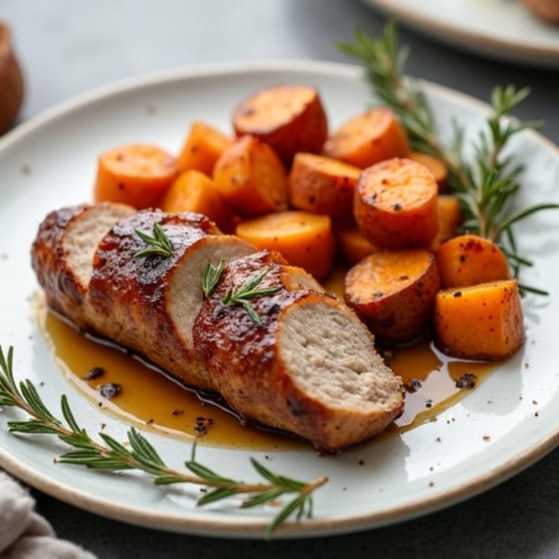 Maple-Glazed Roasted Pork Tenderloin with Crispy Sweet Potatoes