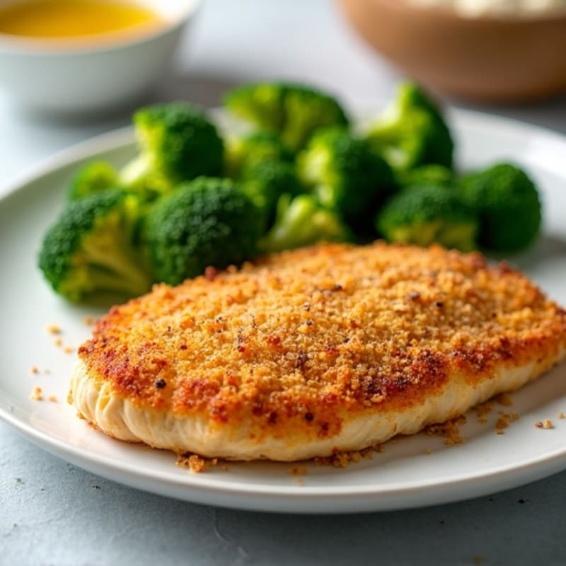 Crispy Pan-Seared Chicken with Roasted Broccoli