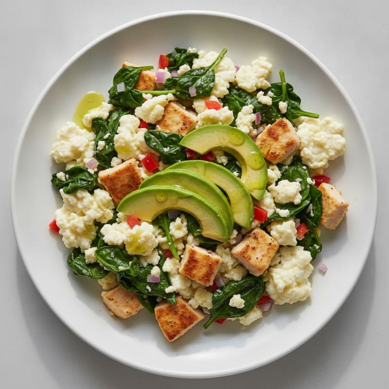 Egg White Spinach Scramble with Turkey Breast