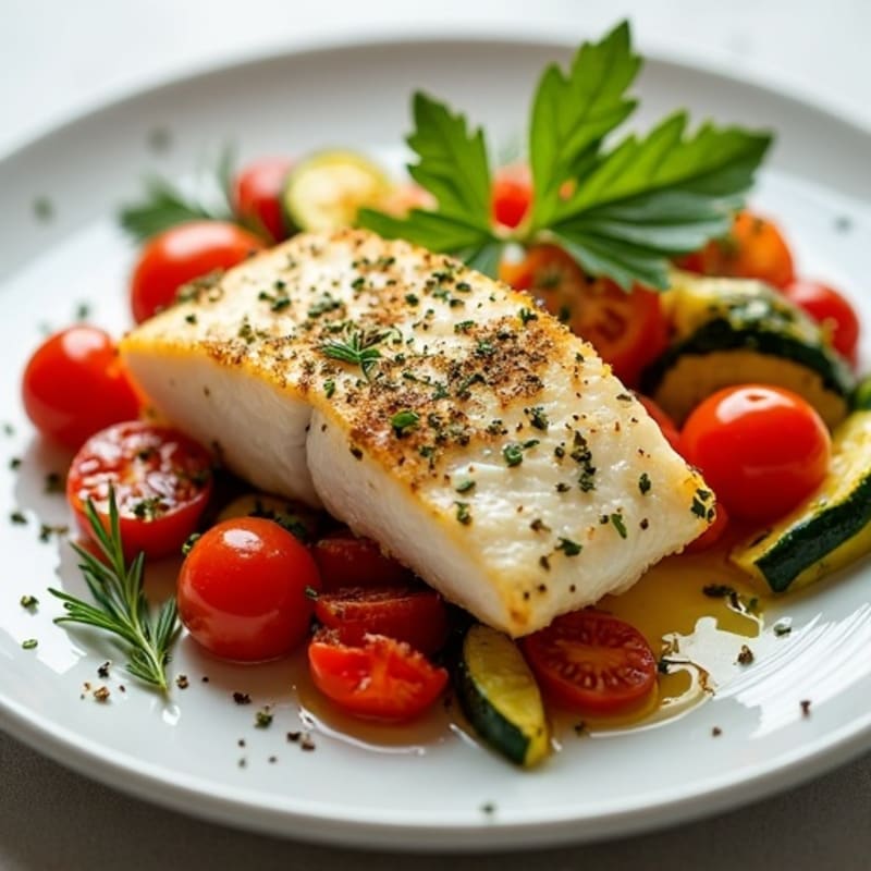 Herb-Crusted Baked Cod with Roasted Vegetables