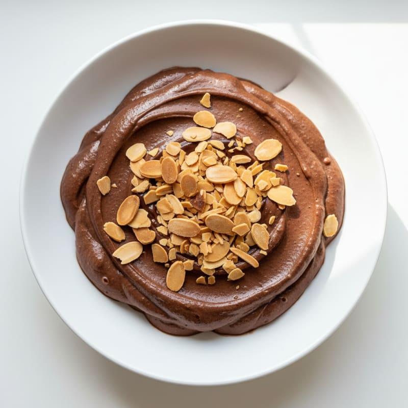 Creamy Vegan Protein Chocolate Pudding with Almond Crunch