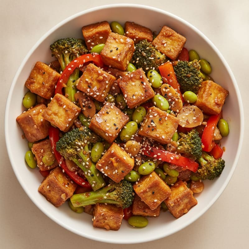 Sesame Tofu Stir-Fry with Mixed Vegetables