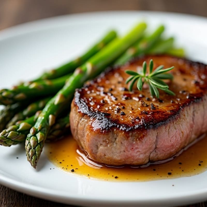 Juicy Pan-Seared Steak with Roasted Asparagus