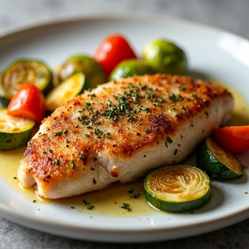 Herb-Crusted Pan Seared Chicken with Roasted Vegetables