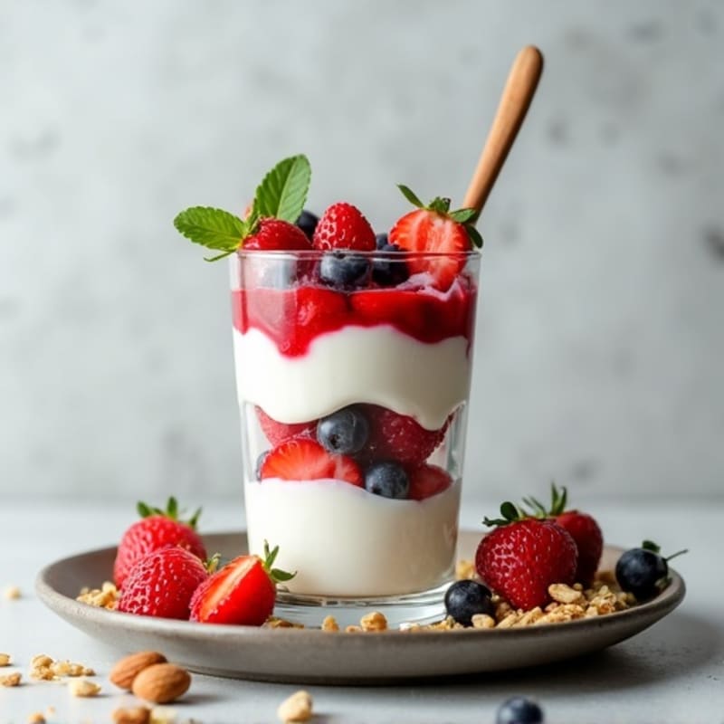 Creamy Greek Yogurt Protein Parfait with Berries and Almonds