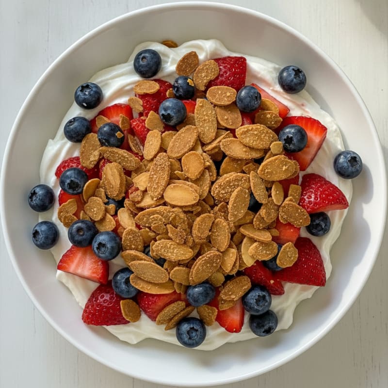 Creamy Greek Yogurt Protein Bowl with Berries and Almonds