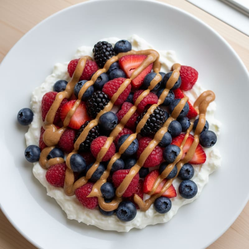 Greek Yogurt Protein Bowl with Mixed Berries and Almond Butter