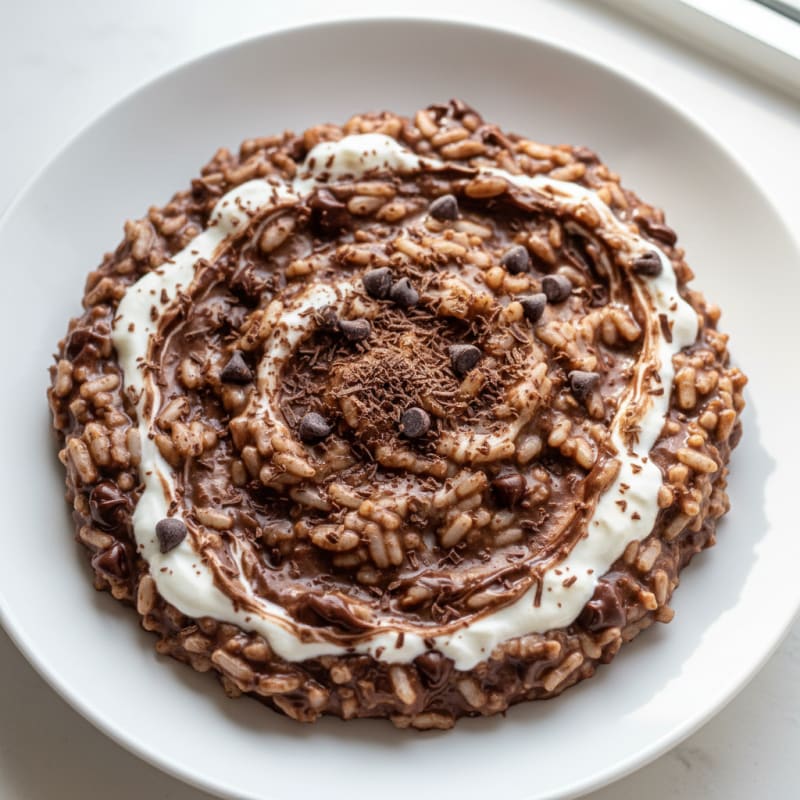 Chocolate Protein Rice Pudding with Greek Yogurt
