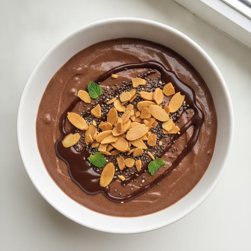 Silky Chocolate Protein Pudding with Toasted Almonds