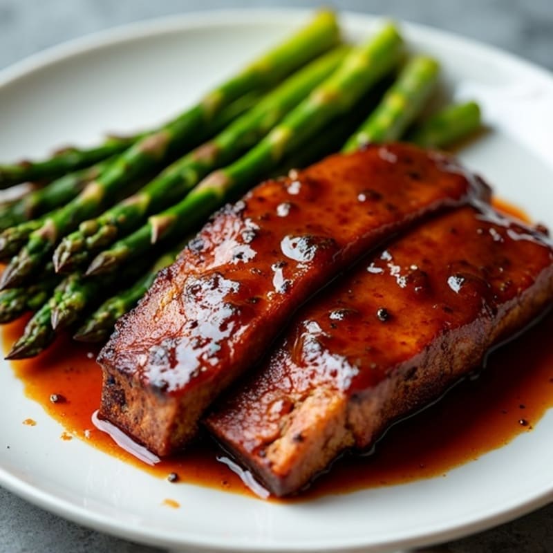 Slow-Cooked Sticky BBQ Pork Ribs with Roasted Asparagus