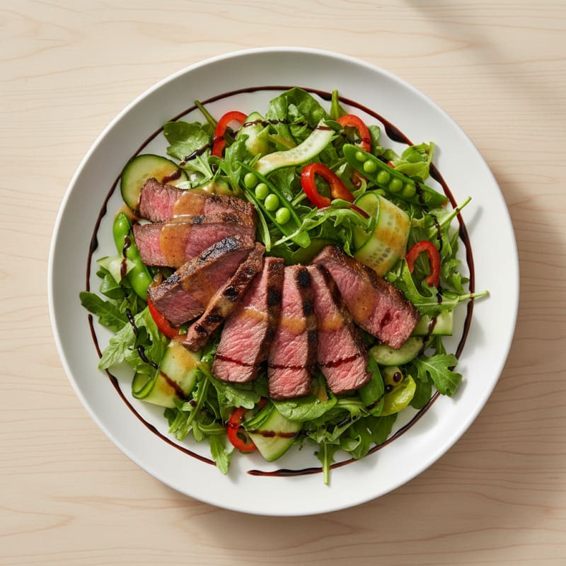 Grilled Steak Salad with Crunchy Vegetables and Light Vinaigrette
