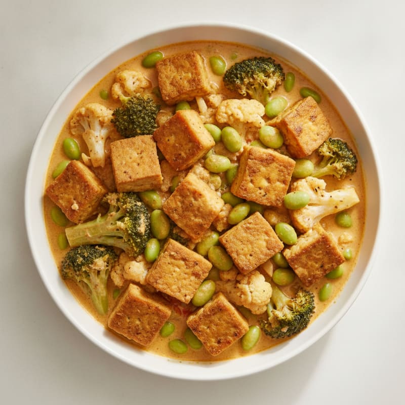 Coconut Curry Tempeh with Roasted Vegetables